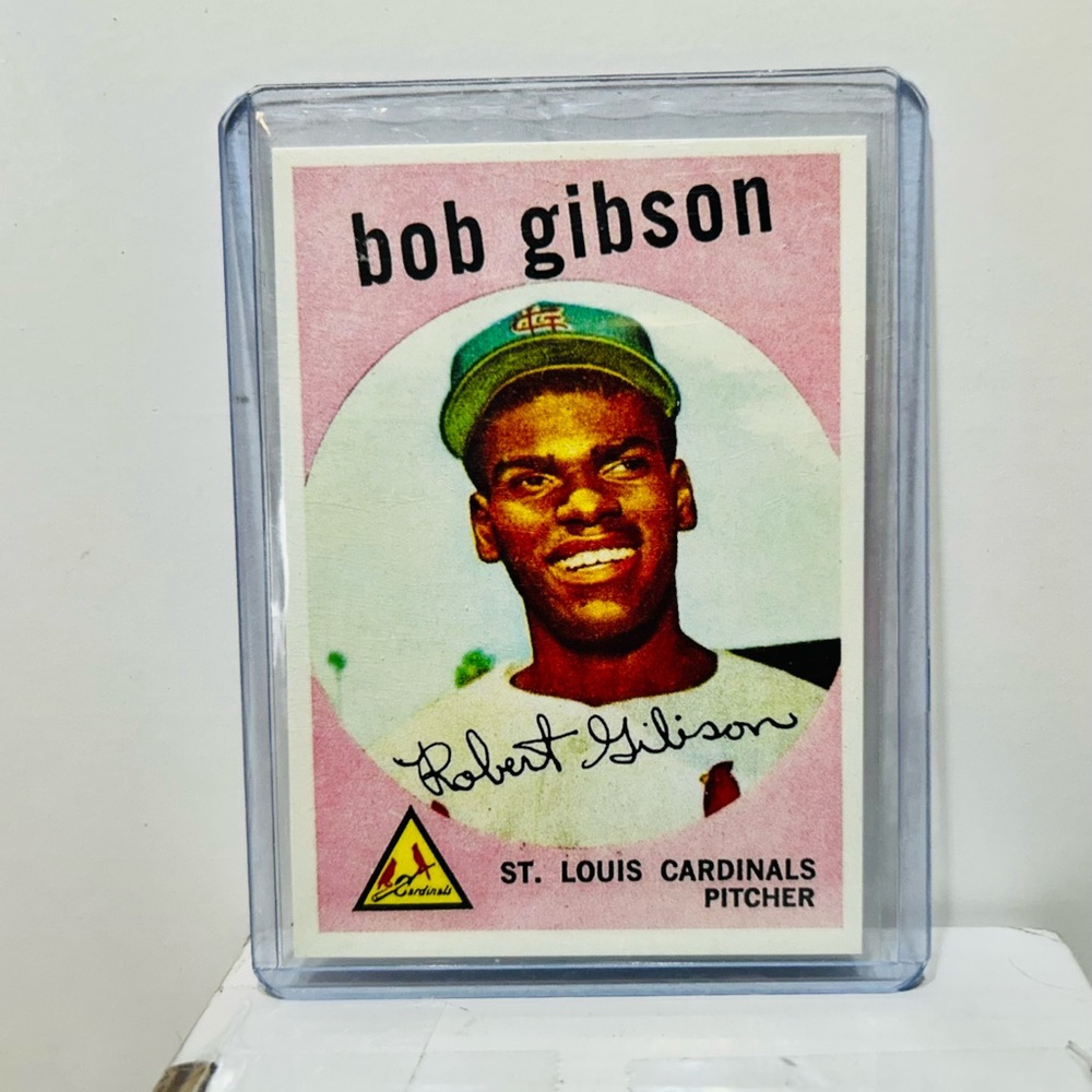 BOB GIBSON 1959 Novelty PINK  Baseball Card. A Gem, in MINT Cond. & Ready2 Ship!